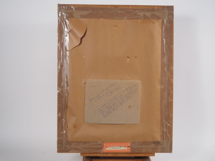 Antonio CASERO.  "Taureau de combat chargeant" Gouache, signée et dédi