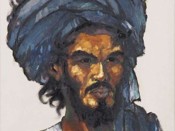 ALAUZUN.  "le touareg" Huile sur toile, signée en bas à droite  Dim. 4