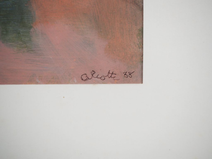 Claude ALIOTTI.  "composition" Gouache sur papier, signée en bas à dro