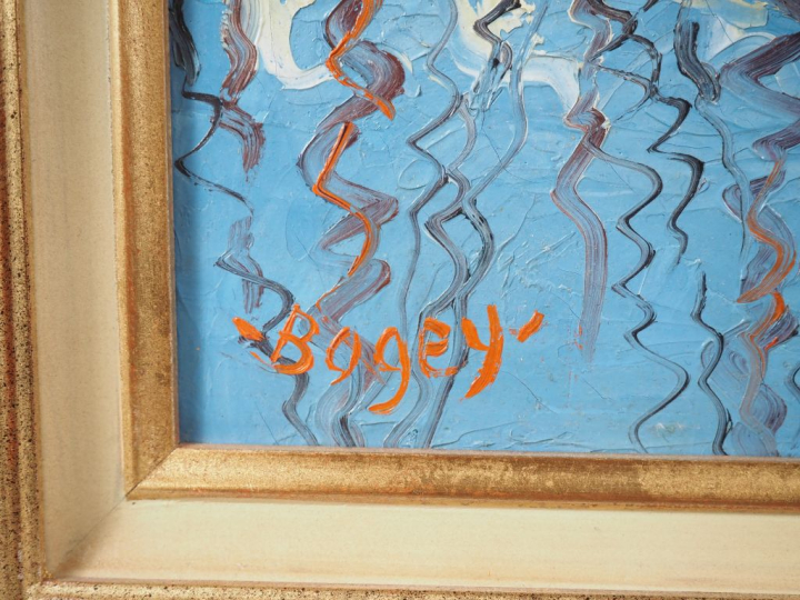 Antoine BOGEY.  "Marseille, le port" Huile sur toile, signée en bas à 