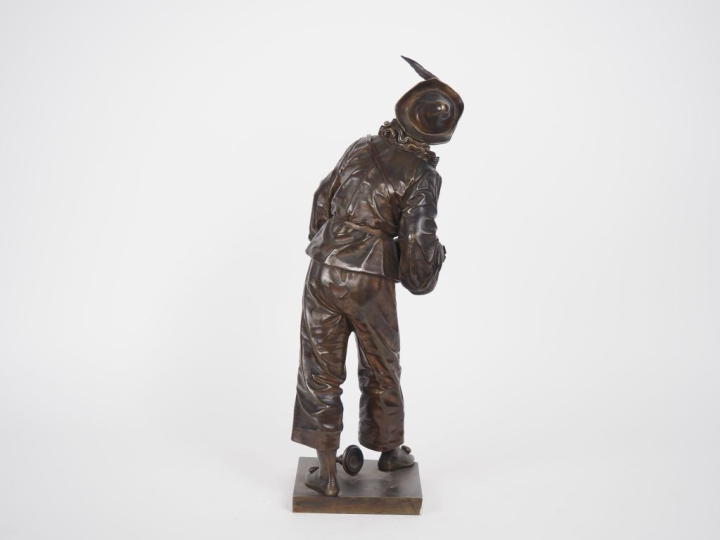 Eutrope BOURET.  "Arlequin : au clair de la lune" Sculpture en bronze 