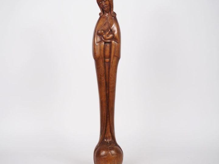 F. BRASSAC.  "Saint Joseph et l'enfant Jésus" Bois sculpté  Signé H. 7