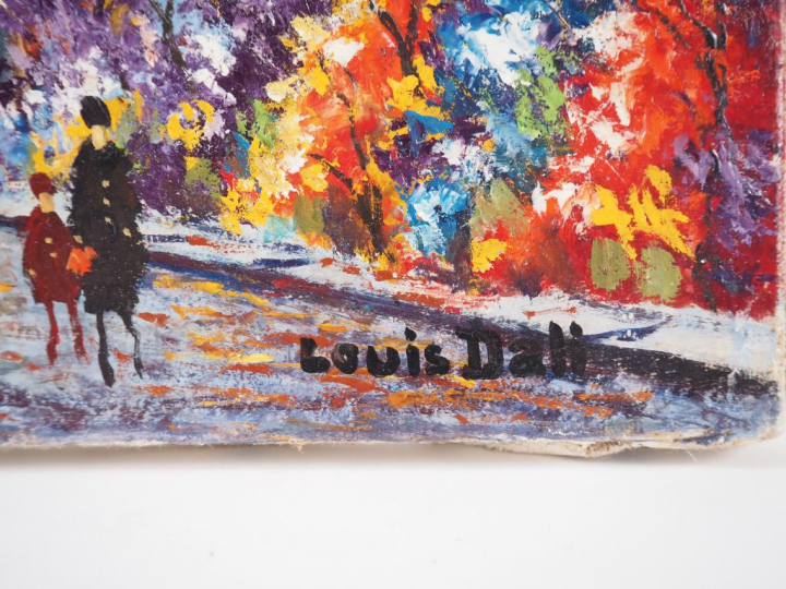 Louis DALI. "Marché aux fleurs " Huile sur toile, signée en bas à droi