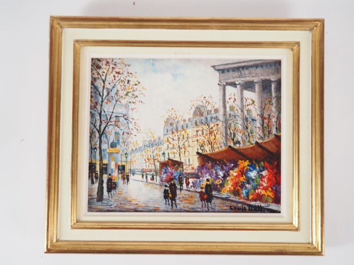 Louis DALI. "Marché aux fleurs " Huile sur toile, signée en bas à droi