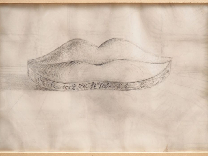 Salvatore DALI (1904-1989). Projet de décor « Mae West » (Bouche dans 