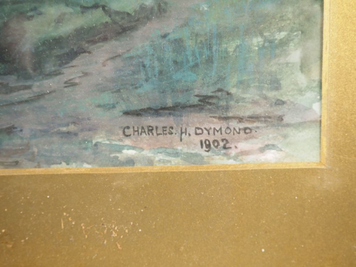 Charles H. DYMOND. "paysage de la campagne anglaise au crépuscule" Aqu