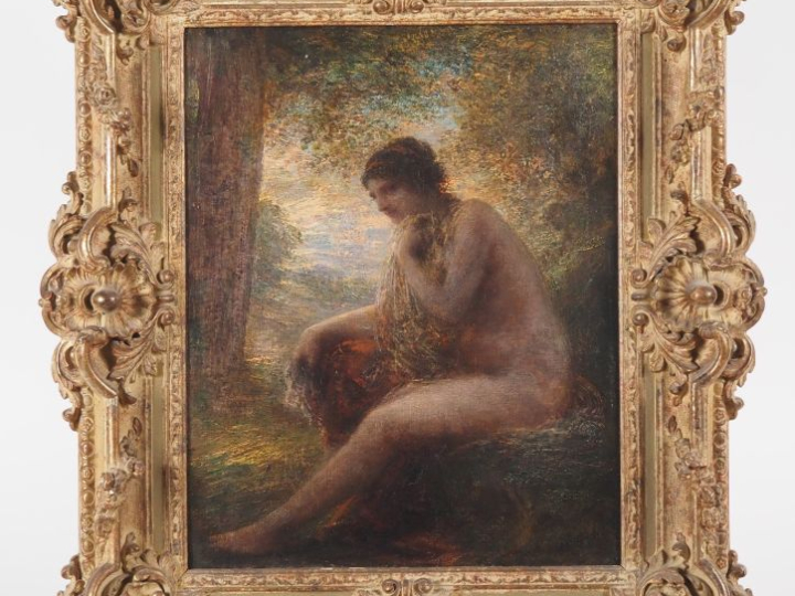 Henri-Théodore FANTIN-LATOUR (1836-1904). "Nu assis dans la campagne" 