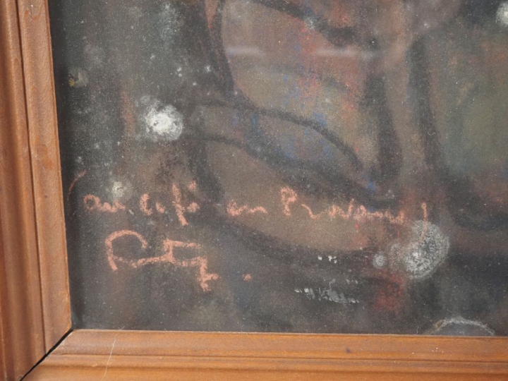 Mariano FORTUNY.  "au café en Provence" Pastel, signé en bas à gauche 