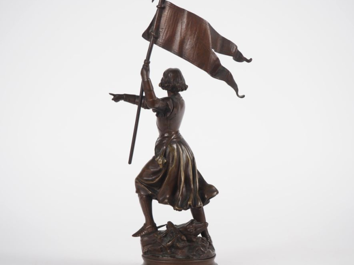 A. GAUDEZ.  "Jeanne d'Arc portant l'Etendard, Jésus et mon Roi" Sculpt