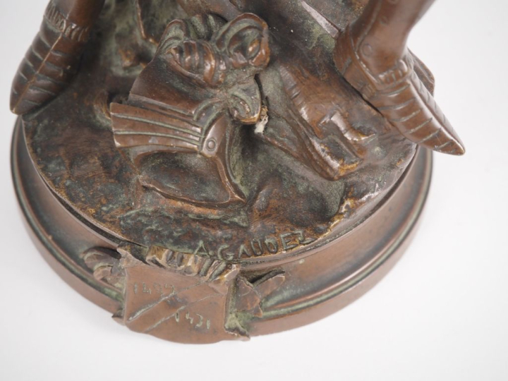 A. GAUDEZ.  "Jeanne d'Arc portant l'Etendard, Jésus et mon Roi" Sculpt