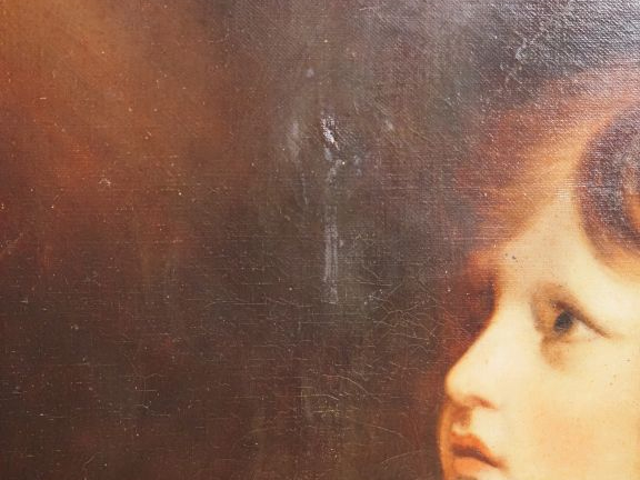 GRANIER d’après Reynolds « Samuel en prière » Huile sur toile, signée 