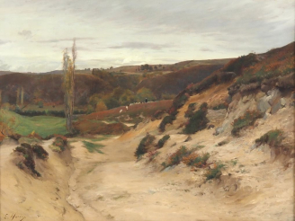 Vente aux enchères Ernest HAREUX.  "paysage" Huile sur toile, signée en bas à gauche  Dim