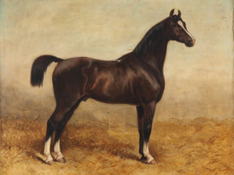 Vente aux enchères Théodore LAFFITTE (1816-c.1875). "Cheval noir", 1861 Huile sur toile. 