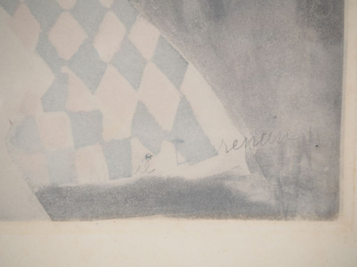 Marie LAURENCIN.  "jeune fille au chapeau et au chien" Lithographie, s