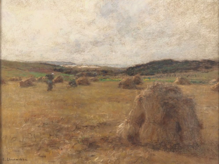 Léon  LHERMITTE (1844-1925). "Gerbes, vues du Typhonium", 1913 Pastel.