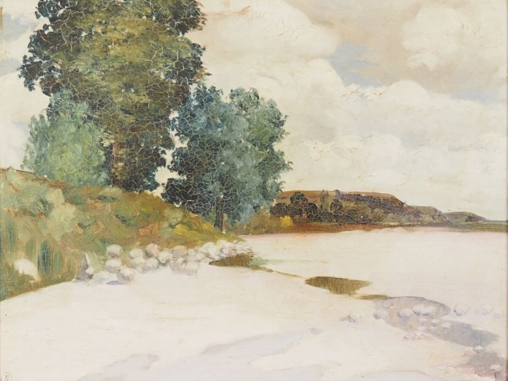 LUPIAC. "Bord de rivière" Huile sur toile, signée en bas à gauche  Dim