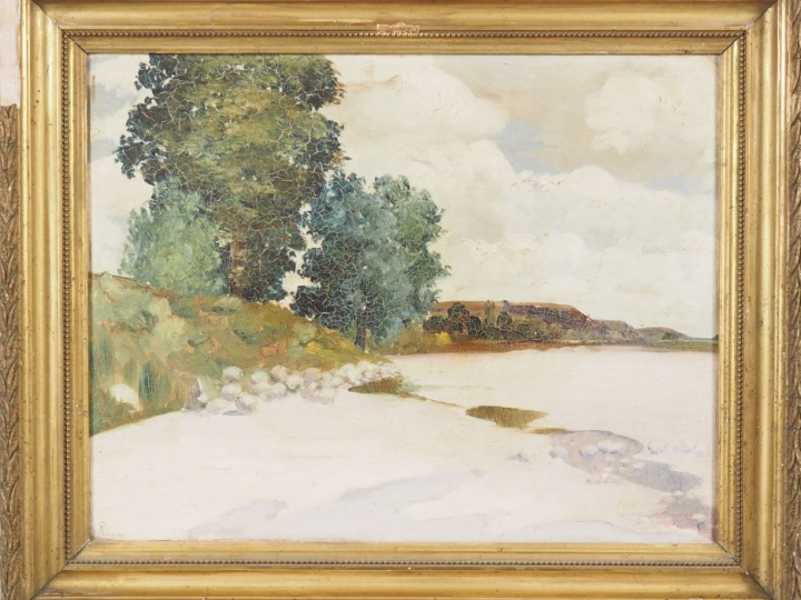 LUPIAC. "Bord de rivière" Huile sur toile, signée en bas à gauche  Dim