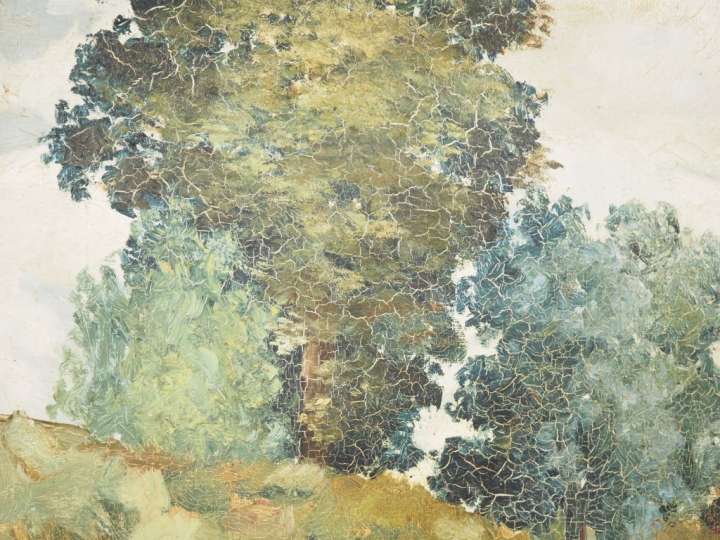 LUPIAC. "Bord de rivière" Huile sur toile, signée en bas à gauche  Dim