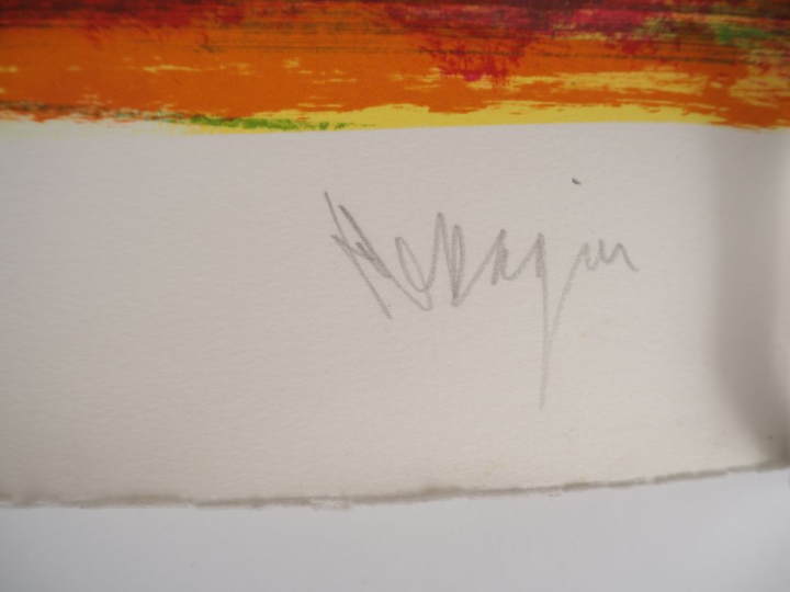 Jean MESSAGIER.  "Le nez dans l'été" Lithographie en couleurs, signée 