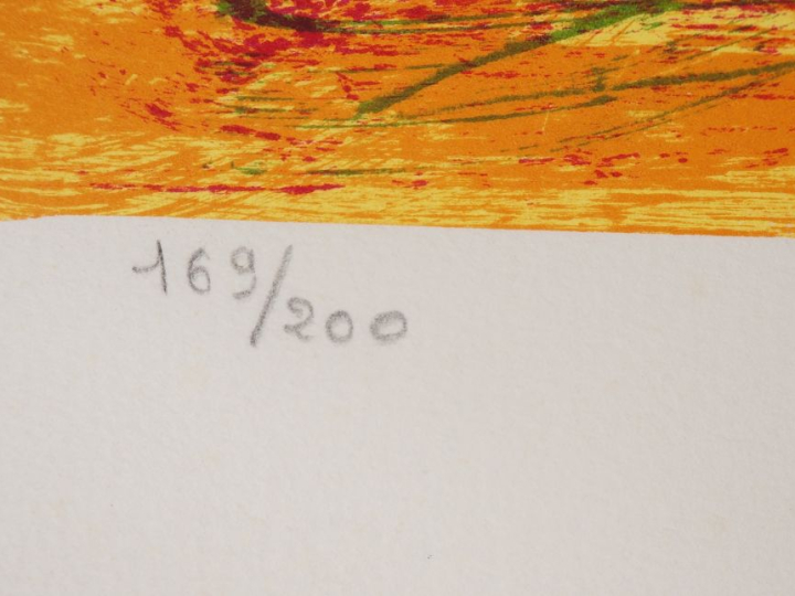 Jean MESSAGIER.  "Le nez dans l'été" Lithographie en couleurs, signée 
