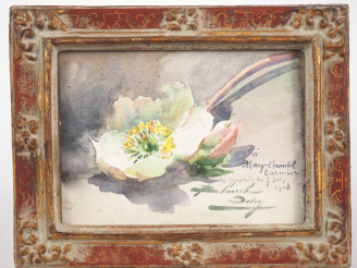 Vente aux enchères Blanche ODIN.  "fleurs" Aquarelle, signée en bas à droite dédicacée et