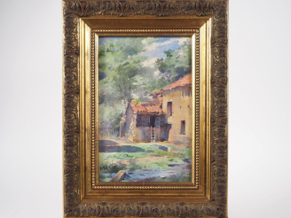 Vente aux enchères Blanche ODIN.  "la ferme" Aquarelle, signée en bas à gauche  Dim. À vu
