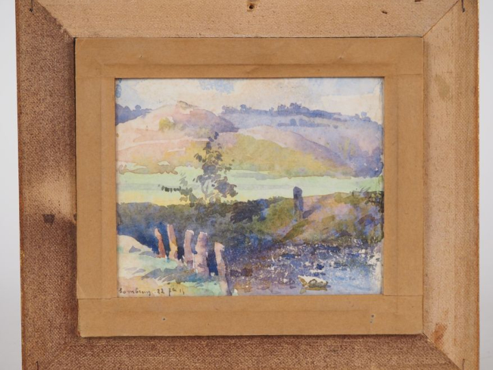 Blanche ODIN.  "le portail et paysage" Dessin double face, signé en ba
