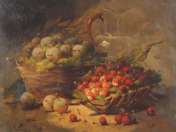 G. VALLON. "natures mortes" Paire d'huiles sur toiles, signées en bas 