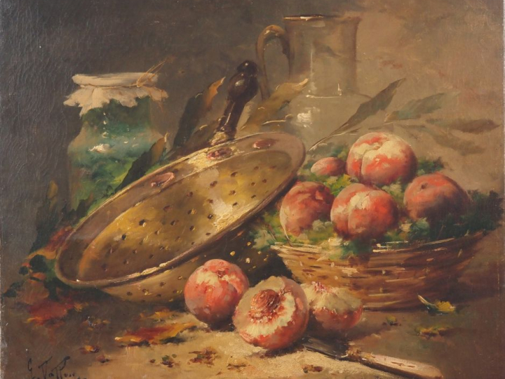 G. VALLON. "natures mortes" Paire d'huiles sur toiles, signées en bas 