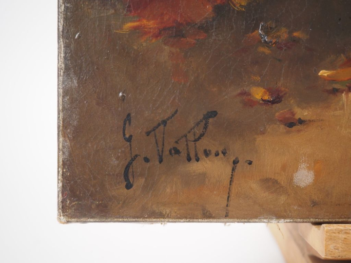 G. VALLON. "natures mortes" Paire d'huiles sur toiles, signées en bas 