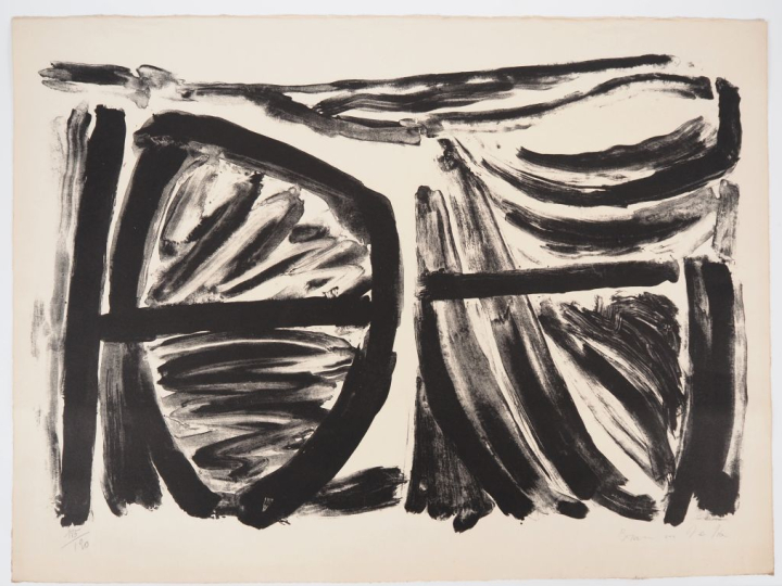 Bram VAN VELDE. "Composition" Lithographie signée en bas à droite et n