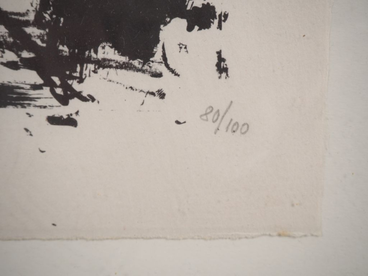 Emilio VEDOVA. "Composition". Lithographie signée en bas à gauche et n