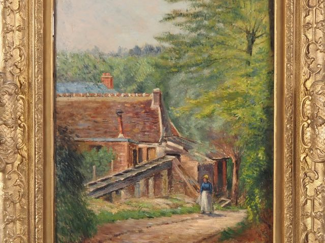 Victor VIGNON (1847-1909). "La ferme dans les bois" Huile sur toile. S