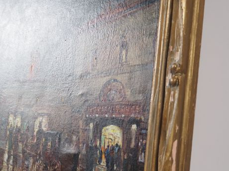 E. VILLI.  "Paris, le moulin rouge la nuit" Huile sur toile, signée en
