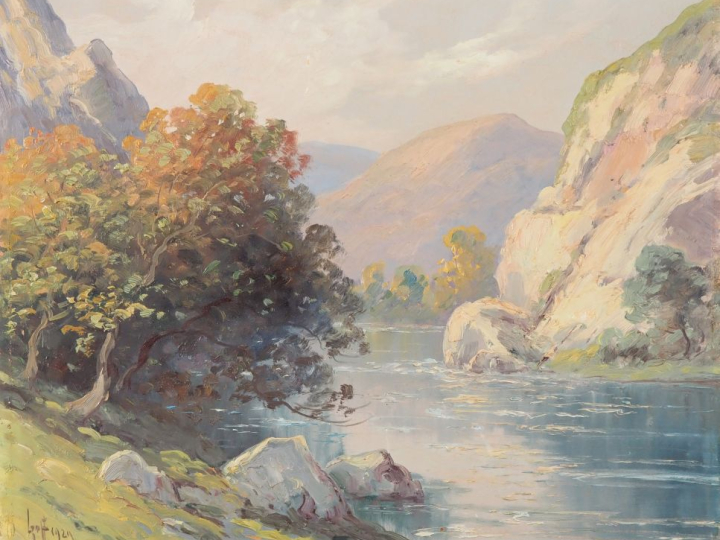 Ecole française début XXème. "paysage" Huile sur carton, signée en bas