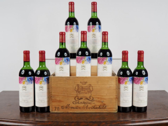 Vente aux enchères 9 BOUTEILLES CHÂTEAU MOUTON ROTHSCHILD 1er GCC PAUILLAC - 1970 - CBO -