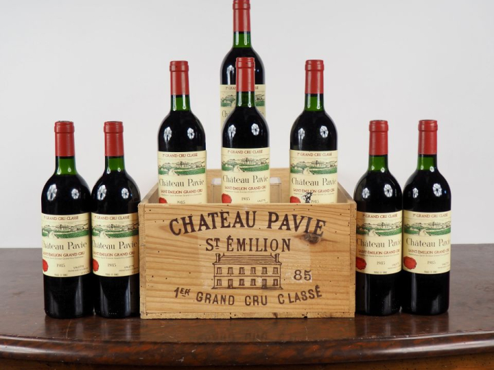 8 BOUTEILLES CHÂTEAU PAVIE 1er GCC SAINT ÉMILION - 1985 - CBO x 12 - 7