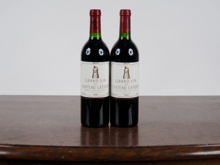 2 BOUTEILLES CHÂTEAU LATOUR 1er GCC PAUILLAC - 1986 - #1 - PAPIERS DE 