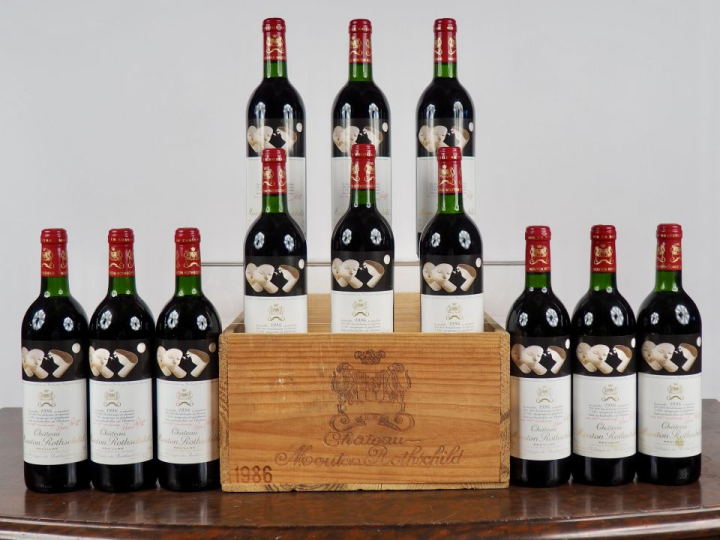 12 BOUTEILLES CHÂTEAU MOUTON ROTHSCHILD 1er GCC PAUILLAC  - 1986 - CBO