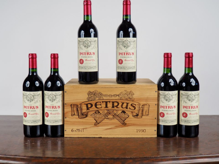 6 BOUTEILLES PETRUS POMEROL - 1990 - CBO - #1 - BONS NIVEAUX/1 ÉTIQUET