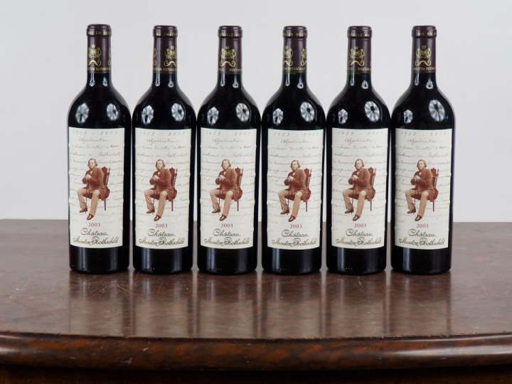6 BOUTEILLES CHÂTEAU MOUTON ROTHSCHILD 1er GCC PAUILLAC - 2003 - CBO -