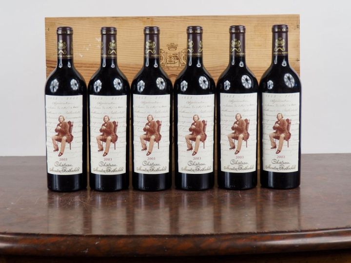 6 BOUTEILLES CHÂTEAU MOUTON ROTHSCHILD 1er GCC PAUILLAC - 2003 - CBO -