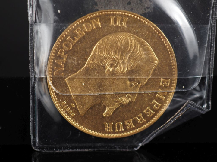 Pièce de 100 Francs or, Napoléon III Empereur, 1855-A.  FRAIS ACHETEUR