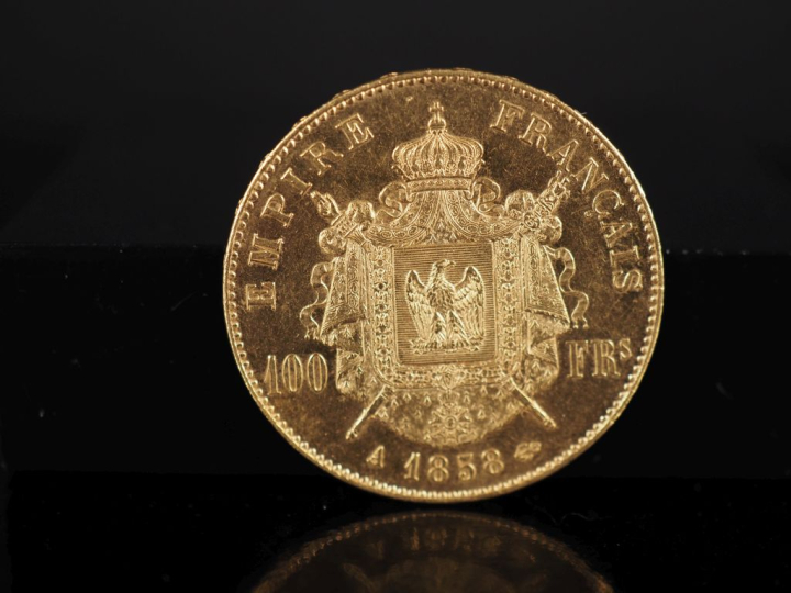 Pièce de 100 Francs or, Napoléon III Empereur, 1858-A. FRAIS ACHETEURS