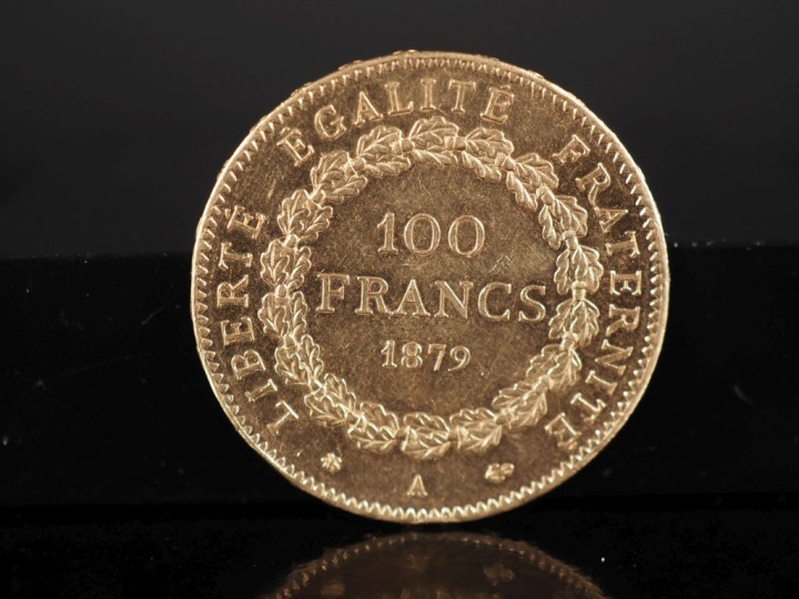 Pièce de 100 Francs or, République Française, 1879-A.  FRAIS ACHETEURS