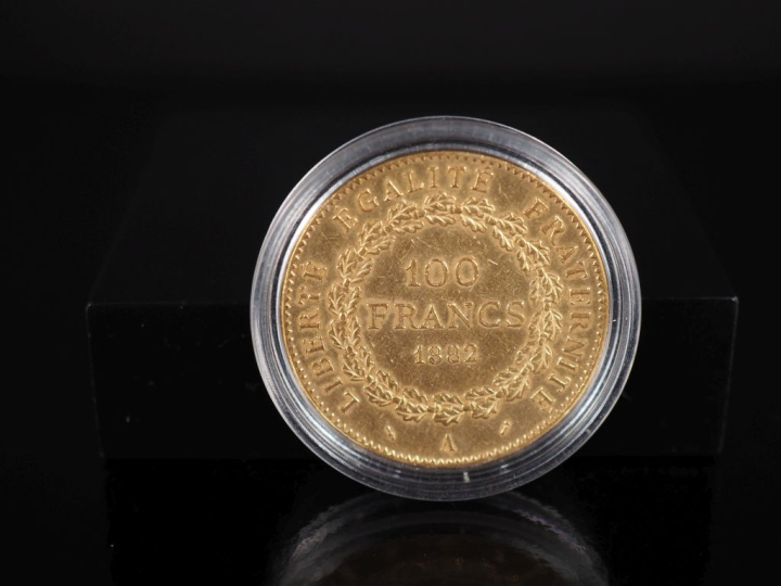 Pièce de 100 Francs or, République Française, 1882-A.  FRAIS ACHETEURS