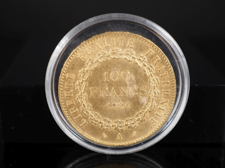 Pièce de 100 Francs or, République Française, 1886-A.  FRAIS ACHETEURS