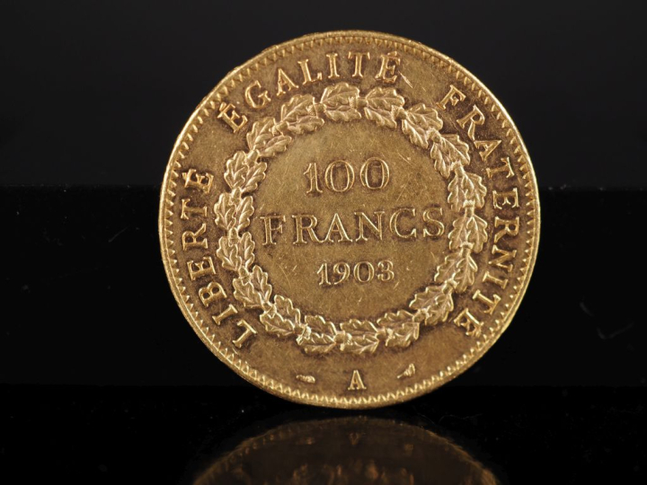 Pièce de 100 Francs or, République Française, 1903-A.  FRAIS ACHETEURS