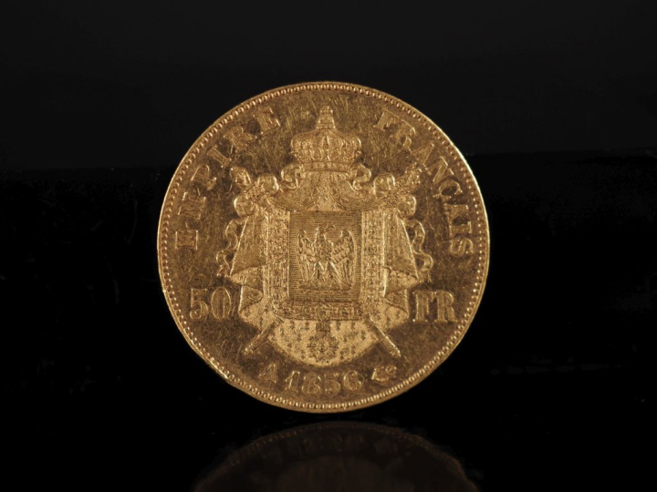 Pièce de 50 Francs or, Napoléon III Empereur, 1856-A.  FRAIS ACHETEURS