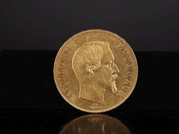 Pièce de 50 Francs or, Napoléon III Empereur, 1857-A.  FRAIS ACHETEURS